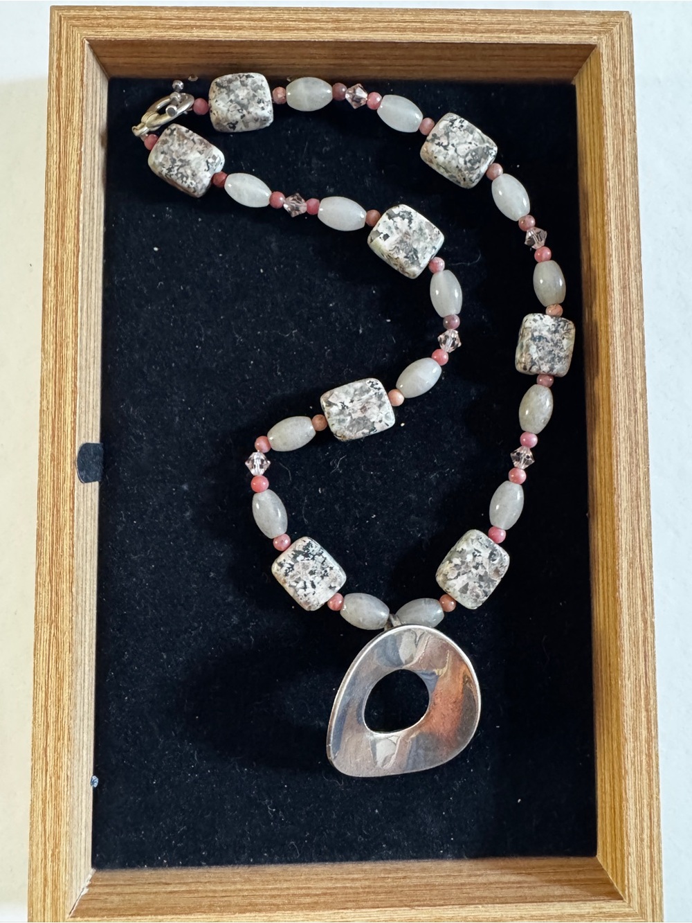925 Sterling Silver Pendant Gemstone Beaded Statement Necklace 22”